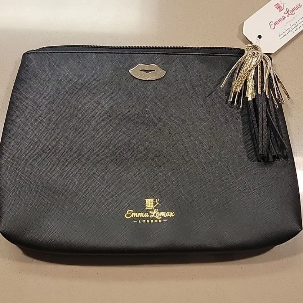 Emma Lomax Black and Gold Tassel Makeup Clutch Bag